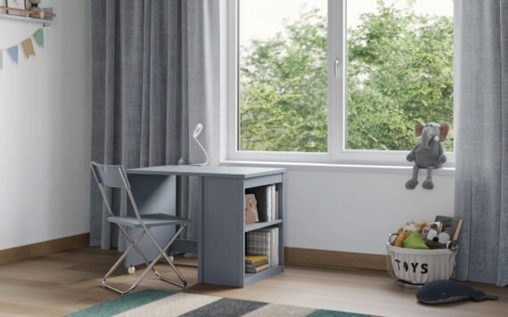 FLAIR FURNISHINGS CHARLIE PULL OUT DESK GREY