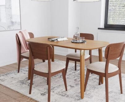 FLAIR EDELWEISS 6-8 SEAT EXTENDING DINING TABLE ASH AND BRASS